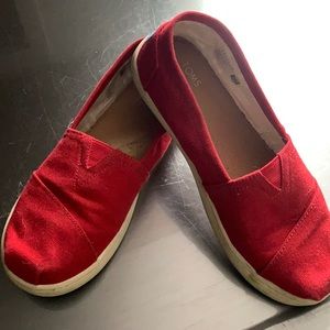 Toms Red Kids Alpergata Shoes - Girls Size 3